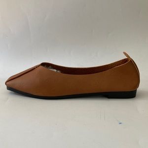 Rosy Womens Slip On Flat Shoes Square Toe PU Leather Brown Size 7 M US